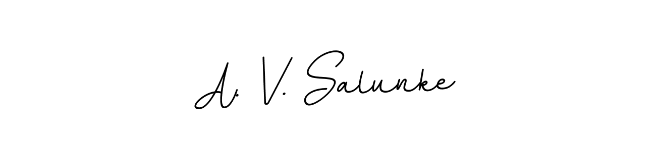 Make a beautiful signature design for name A. V. Salunke. With this signature (BallpointsItalic-DORy9) style, you can create a handwritten signature for free. A. V. Salunke signature style 11 images and pictures png