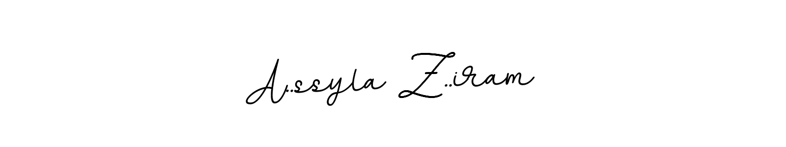 The best way (BallpointsItalic-DORy9) to make a short signature is to pick only two or three words in your name. The name A..ssyla Z..iram include a total of six letters. For converting this name. A..ssyla Z..iram signature style 11 images and pictures png