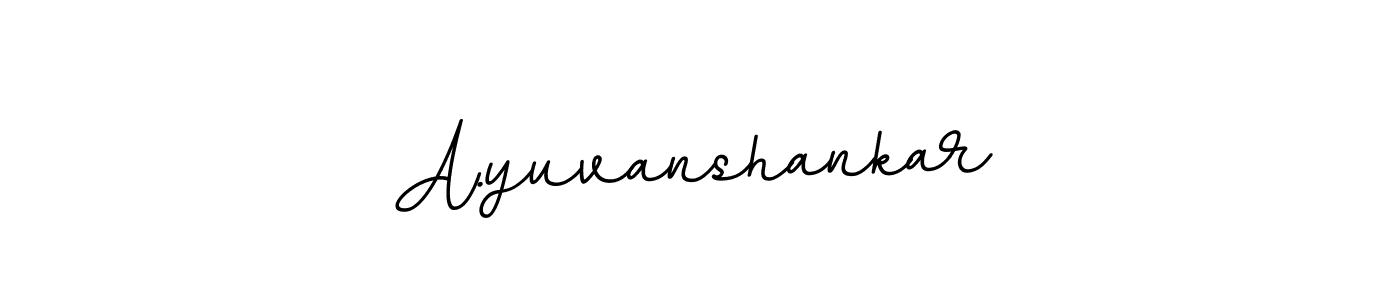 This is the best signature style for the A.yuvanshankar name. Also you like these signature font (BallpointsItalic-DORy9). Mix name signature. A.yuvanshankar signature style 11 images and pictures png