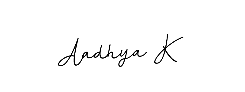 The best way (BallpointsItalic-DORy9) to make a short signature is to pick only two or three words in your name. The name Aadhya K include a total of six letters. For converting this name. Aadhya K signature style 11 images and pictures png