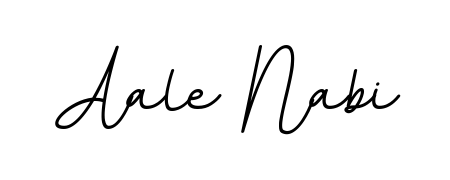 Try this chic Aale Nabi handwritten sign style. Using BallpointsItalic-DORy9 font elements, it gives your name a sleek, memorable identity. Aale Nabi signature style 11 images and pictures png
