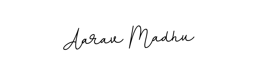 How to make Aarav Madhu name signature. Use BallpointsItalic-DORy9 style for creating short signs online. This is the latest handwritten sign. Aarav Madhu signature style 11 images and pictures png