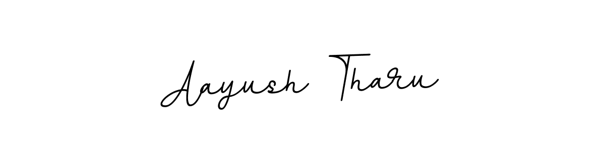 How to make Aayush Tharu name signature. Use BallpointsItalic-DORy9 style for creating short signs online. This is the latest handwritten sign. Aayush Tharu signature style 11 images and pictures png