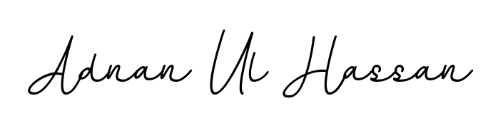 The BallpointsItalic-DORy9 handwriting style adds charm and authenticity to name Adnan Ul Hassan. A wonderful choice for personal thank-you notes. Adnan Ul Hassan signature style 11 images and pictures png