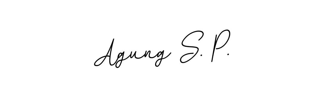 How to make Agung S. P. name signature. Use BallpointsItalic-DORy9 style for creating short signs online. This is the latest handwritten sign. Agung S. P. signature style 11 images and pictures png