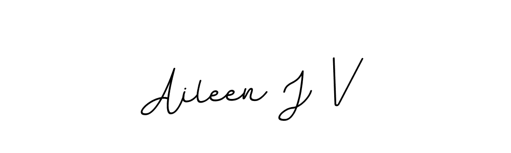 How to make Aileen J V name signature. Use BallpointsItalic-DORy9 style for creating short signs online. This is the latest handwritten sign. Aileen J V signature style 11 images and pictures png