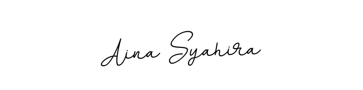 How to make Aina Syahira name signature. Use BallpointsItalic-DORy9 style for creating short signs online. This is the latest handwritten sign. Aina Syahira signature style 11 images and pictures png