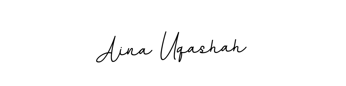 You should practise on your own different ways (BallpointsItalic-DORy9) to write your name (Aina Uqashah) in signature. don't let someone else do it for you. Aina Uqashah signature style 11 images and pictures png