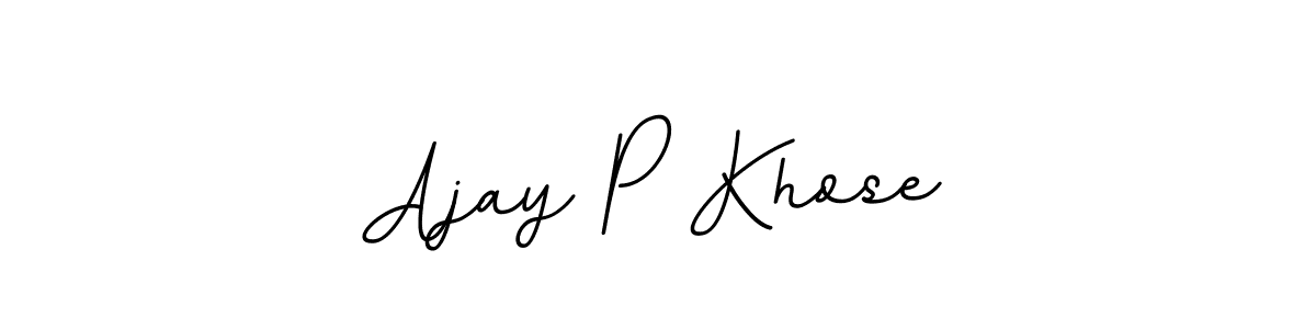 The best way (BallpointsItalic-DORy9) to make a short signature is to pick only two or three words in your name. The name Ajay P Khose include a total of six letters. For converting this name. Ajay P Khose signature style 11 images and pictures png
