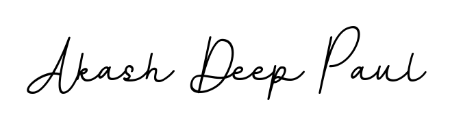 A sleek calligraphic signature for name Akash Deep Paul utilizing BallpointsItalic-DORy9 styling. Great for adding personal signatures to photos and art. Akash Deep Paul signature style 11 images and pictures png