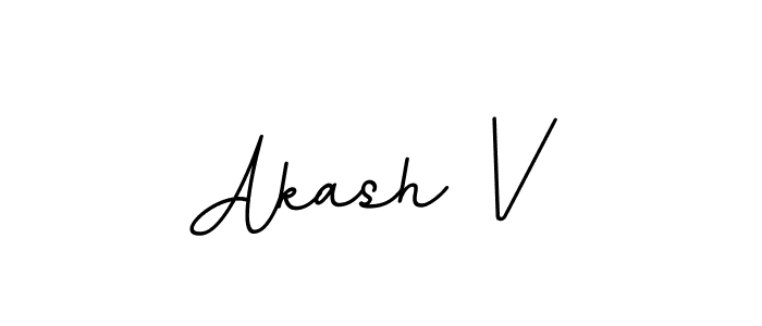 How to make Akash V name signature. Use BallpointsItalic-DORy9 style for creating short signs online. This is the latest handwritten sign. Akash V signature style 11 images and pictures png