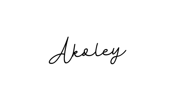 How to make Akoley name signature. Use BallpointsItalic-DORy9 style for creating short signs online. This is the latest handwritten sign. Akoley signature style 11 images and pictures png