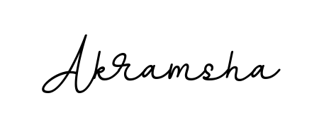 A sleek calligraphic signature for name Akramsha utilizing BallpointsItalic-DORy9 styling. Great for adding personal signatures to photos and art. Akramsha signature style 11 images and pictures png