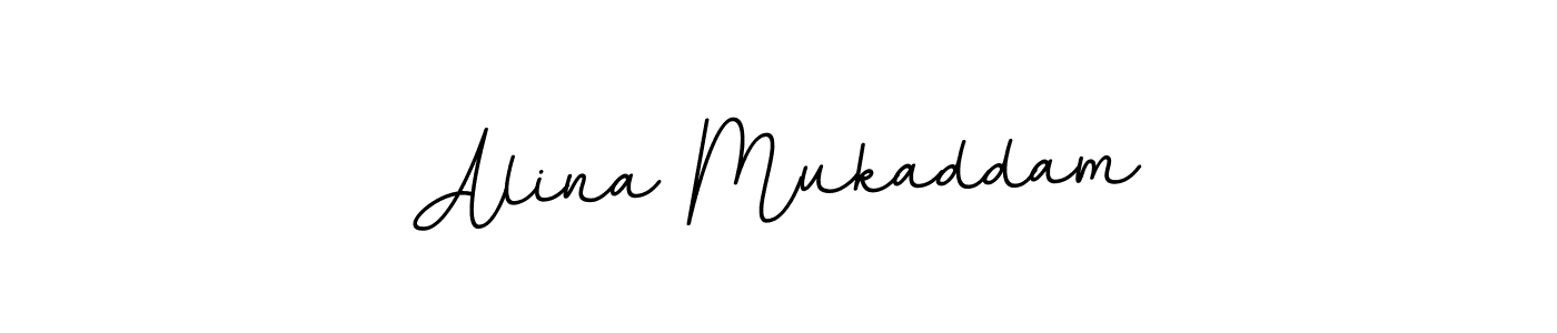 How to make Alina Mukaddam name signature. Use BallpointsItalic-DORy9 style for creating short signs online. This is the latest handwritten sign. Alina Mukaddam signature style 11 images and pictures png