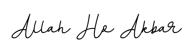 Practice writing Allah Ho Akbar with the flow of BallpointsItalic-DORy9 lettering. A fantastic source of inspiration for developing your personal signature style. Allah Ho Akbar signature style 11 images and pictures png