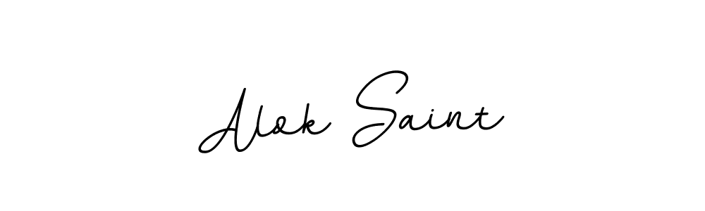 How to make Alok Saint name signature. Use BallpointsItalic-DORy9 style for creating short signs online. This is the latest handwritten sign. Alok Saint signature style 11 images and pictures png