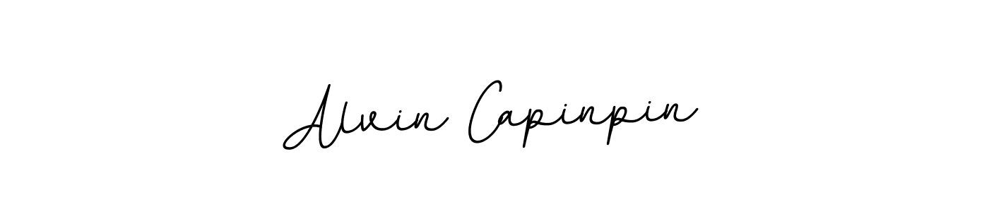 How to make Alvin Capinpin name signature. Use BallpointsItalic-DORy9 style for creating short signs online. This is the latest handwritten sign. Alvin Capinpin signature style 11 images and pictures png
