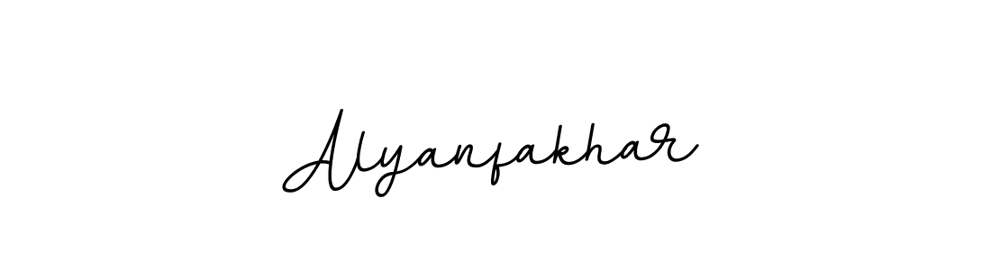 Use a signature maker to create a handwritten signature online. With this signature software, you can design (BallpointsItalic-DORy9) your own signature for name Alyanfakhar. Alyanfakhar signature style 11 images and pictures png