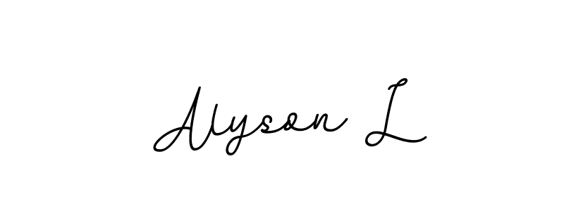 You should practise on your own different ways (BallpointsItalic-DORy9) to write your name (Alyson L) in signature. don't let someone else do it for you. Alyson L signature style 11 images and pictures png