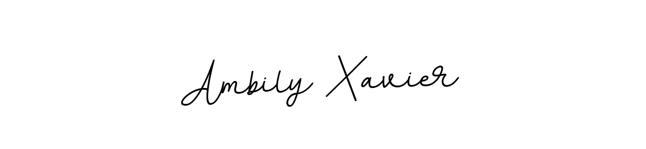 Use a signature maker to create a handwritten signature online. With this signature software, you can design (BallpointsItalic-DORy9) your own signature for name Ambily Xavier. Ambily Xavier signature style 11 images and pictures png