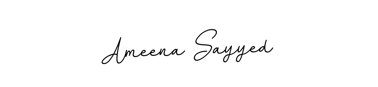 How to make Ameena Sayyed name signature. Use BallpointsItalic-DORy9 style for creating short signs online. This is the latest handwritten sign. Ameena Sayyed signature style 11 images and pictures png