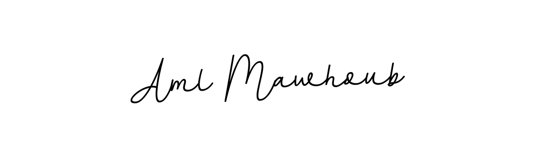 How to make Aml Mawhoub name signature. Use BallpointsItalic-DORy9 style for creating short signs online. This is the latest handwritten sign. Aml Mawhoub signature style 11 images and pictures png