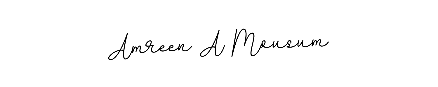 How to make Amreen A Mousum name signature. Use BallpointsItalic-DORy9 style for creating short signs online. This is the latest handwritten sign. Amreen A Mousum signature style 11 images and pictures png