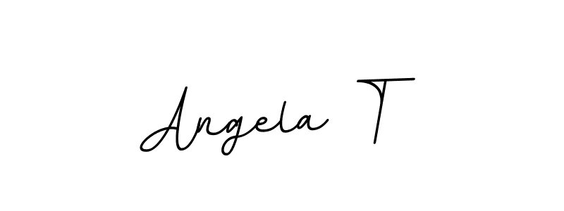 The best way (BallpointsItalic-DORy9) to make a short signature is to pick only two or three words in your name. The name Angela T include a total of six letters. For converting this name. Angela T signature style 11 images and pictures png