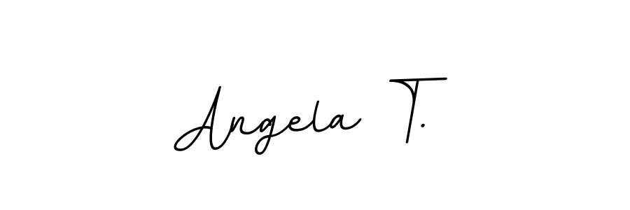 How to make Angela T. name signature. Use BallpointsItalic-DORy9 style for creating short signs online. This is the latest handwritten sign. Angela T. signature style 11 images and pictures png