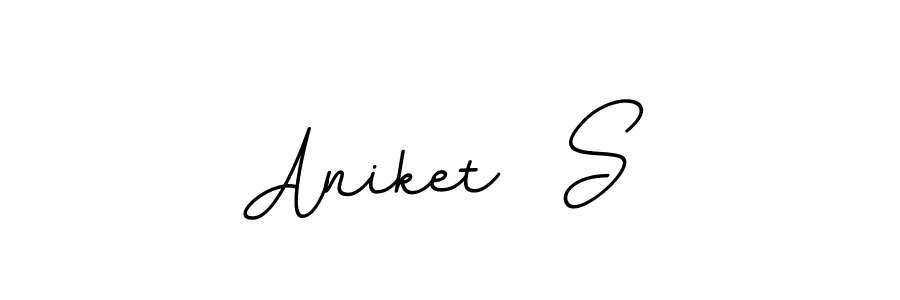 The best way (BallpointsItalic-DORy9) to make a short signature is to pick only two or three words in your name. The name Aniket  S include a total of six letters. For converting this name. Aniket  S signature style 11 images and pictures png