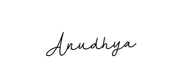 Use a signature maker to create a handwritten signature online. With this signature software, you can design (BallpointsItalic-DORy9) your own signature for name Anudhya. Anudhya signature style 11 images and pictures png