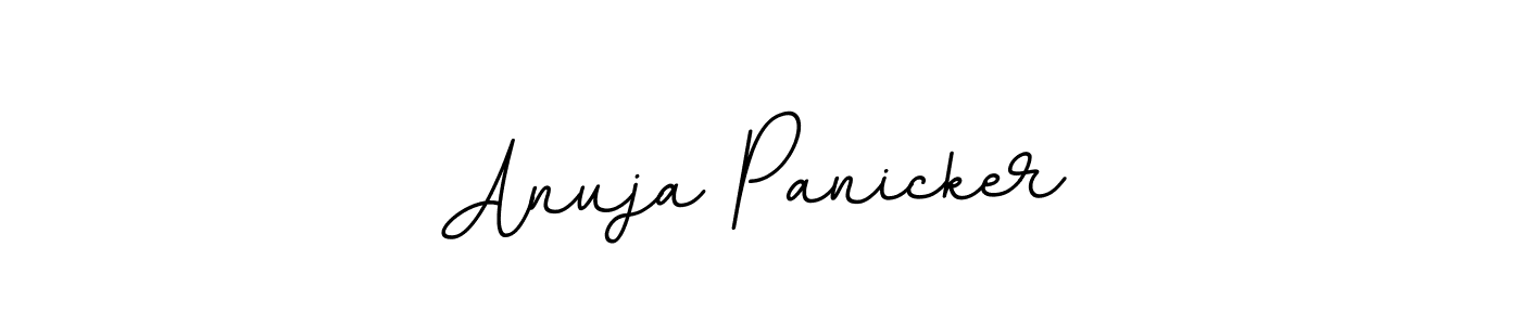 This is the best signature style for the Anuja Panicker name. Also you like these signature font (BallpointsItalic-DORy9). Mix name signature. Anuja Panicker signature style 11 images and pictures png