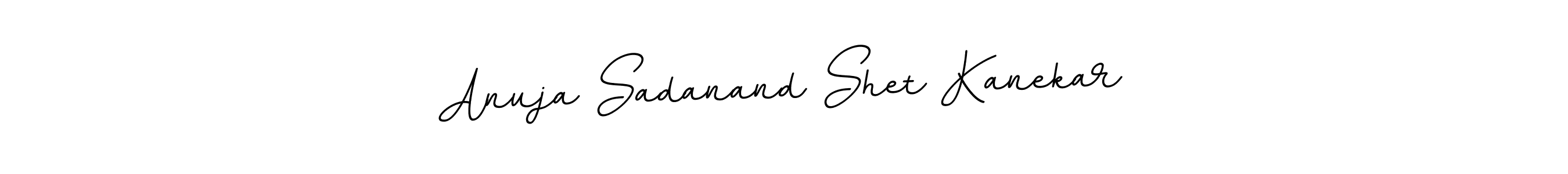 The best way (BallpointsItalic-DORy9) to make a short signature is to pick only two or three words in your name. The name Anuja Sadanand Shet Kanekar include a total of six letters. For converting this name. Anuja Sadanand Shet Kanekar signature style 11 images and pictures png