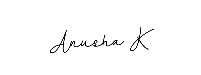 The best way (BallpointsItalic-DORy9) to make a short signature is to pick only two or three words in your name. The name Anusha K include a total of six letters. For converting this name. Anusha K signature style 11 images and pictures png
