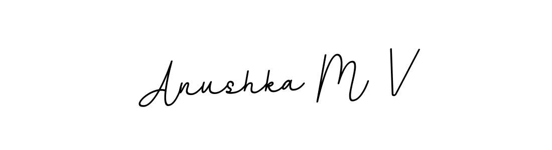 if you are searching for the best signature style for your name Anushka M V. so please give up your signature search. here we have designed multiple signature styles  using BallpointsItalic-DORy9. Anushka M V signature style 11 images and pictures png
