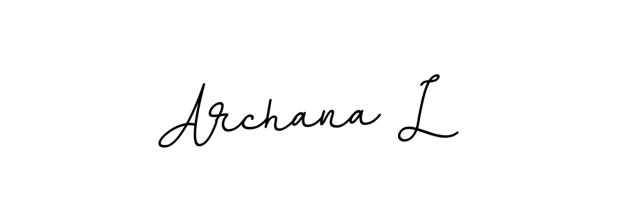 How to make Archana L name signature. Use BallpointsItalic-DORy9 style for creating short signs online. This is the latest handwritten sign. Archana L signature style 11 images and pictures png