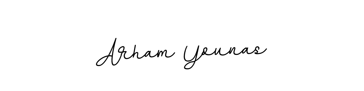 Make a beautiful signature design for name Arham Younas. With this signature (BallpointsItalic-DORy9) style, you can create a handwritten signature for free. Arham Younas signature style 11 images and pictures png