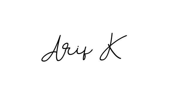 The best way (BallpointsItalic-DORy9) to make a short signature is to pick only two or three words in your name. The name Arif K include a total of six letters. For converting this name. Arif K signature style 11 images and pictures png