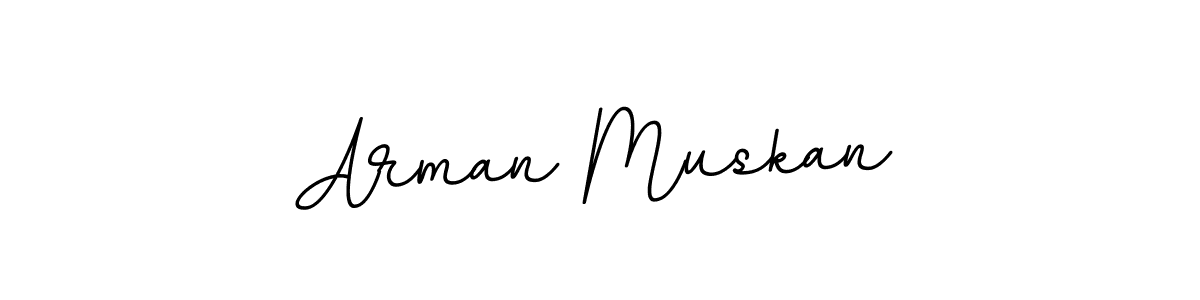How to make Arman Muskan name signature. Use BallpointsItalic-DORy9 style for creating short signs online. This is the latest handwritten sign. Arman Muskan signature style 11 images and pictures png