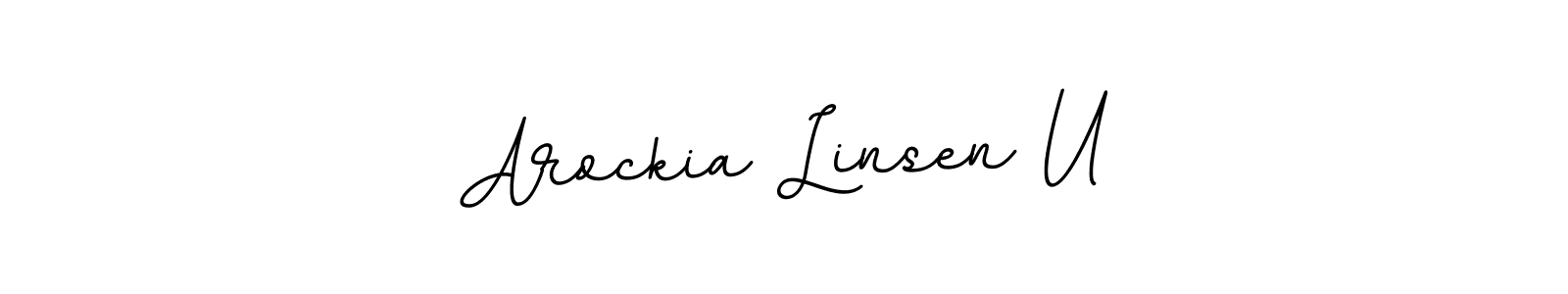 How to make Arockia Linsen U name signature. Use BallpointsItalic-DORy9 style for creating short signs online. This is the latest handwritten sign. Arockia Linsen U signature style 11 images and pictures png