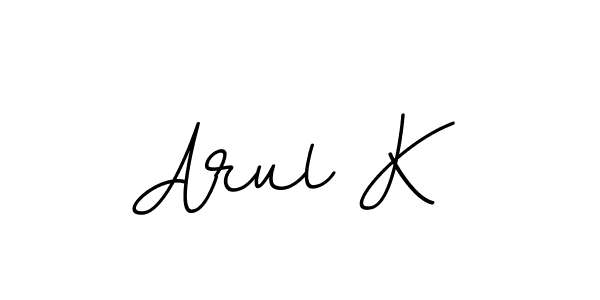 How to make Arul K name signature. Use BallpointsItalic-DORy9 style for creating short signs online. This is the latest handwritten sign. Arul K signature style 11 images and pictures png