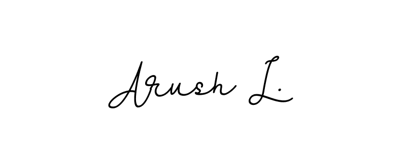 How to make Arush L. name signature. Use BallpointsItalic-DORy9 style for creating short signs online. This is the latest handwritten sign. Arush L. signature style 11 images and pictures png