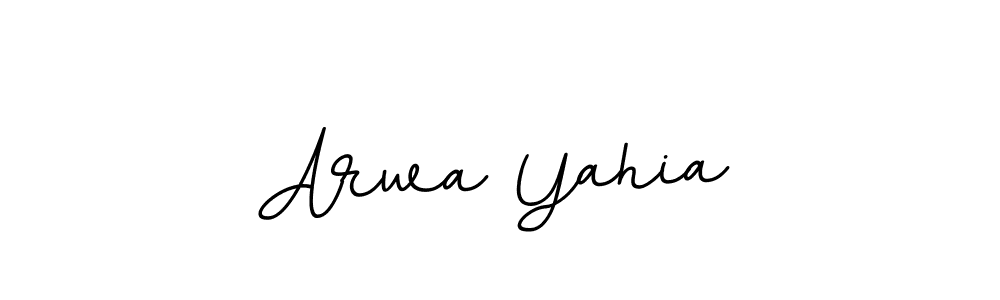 Make a beautiful signature design for name Arwa Yahia. With this signature (BallpointsItalic-DORy9) style, you can create a handwritten signature for free. Arwa Yahia signature style 11 images and pictures png