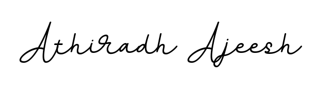 Looking for an artistic signature for Athiradh Ajeesh? The BallpointsItalic-DORy9 calligraphy style gives a sophisticated flow suitable for business cards and emails. Athiradh Ajeesh signature style 11 images and pictures png