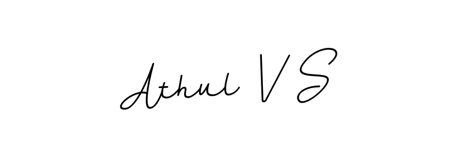The best way (BallpointsItalic-DORy9) to make a short signature is to pick only two or three words in your name. The name Athul V S include a total of six letters. For converting this name. Athul V S signature style 11 images and pictures png