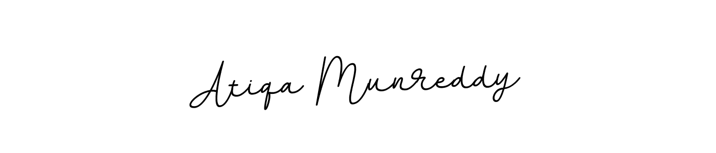 This is the best signature style for the Atiqa Munreddy name. Also you like these signature font (BallpointsItalic-DORy9). Mix name signature. Atiqa Munreddy signature style 11 images and pictures png