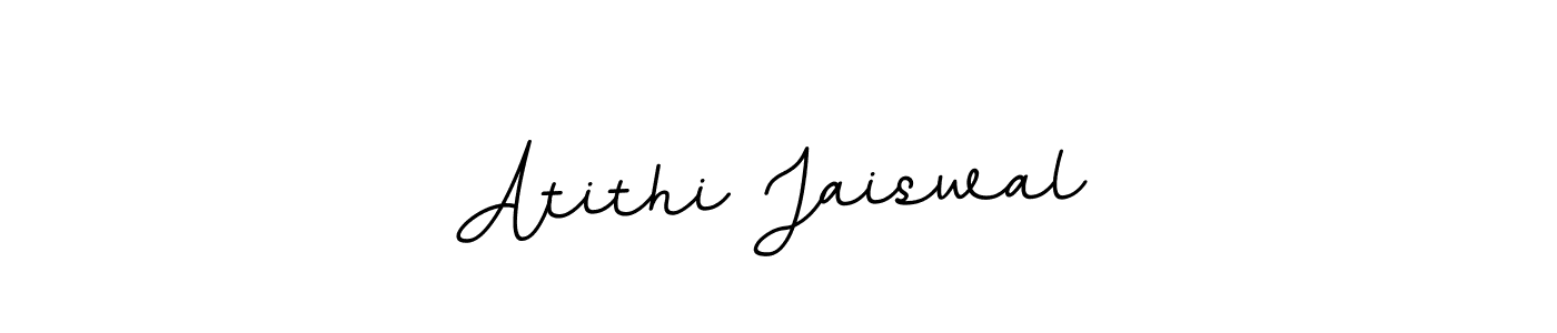 The best way (BallpointsItalic-DORy9) to make a short signature is to pick only two or three words in your name. The name Atithi Jaiswal include a total of six letters. For converting this name. Atithi Jaiswal signature style 11 images and pictures png