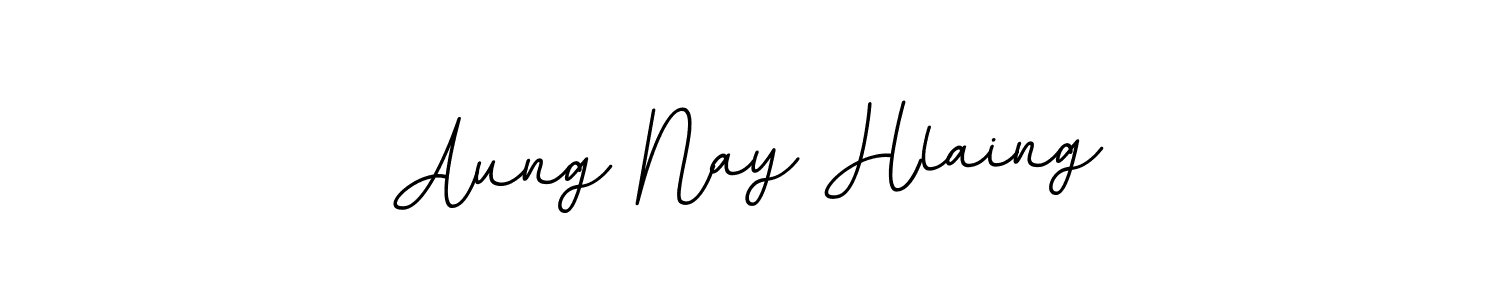 How to make Aung Nay Hlaing name signature. Use BallpointsItalic-DORy9 style for creating short signs online. This is the latest handwritten sign. Aung Nay Hlaing signature style 11 images and pictures png