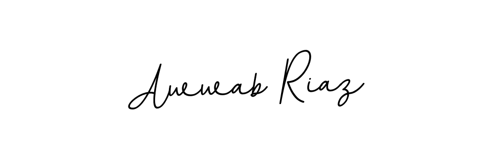 This is the best signature style for the Awwab Riaz name. Also you like these signature font (BallpointsItalic-DORy9). Mix name signature. Awwab Riaz signature style 11 images and pictures png