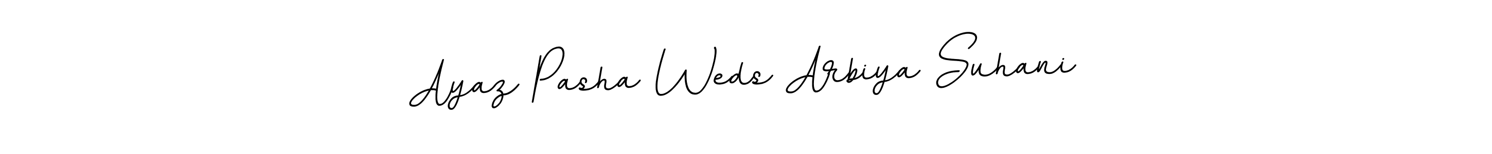 BallpointsItalic-DORy9 is a professional signature style that is perfect for those who want to add a touch of class to their signature. It is also a great choice for those who want to make their signature more unique. Get Ayaz Pasha Weds Arbiya Suhani name to fancy signature for free. Ayaz Pasha Weds Arbiya Suhani signature style 11 images and pictures png